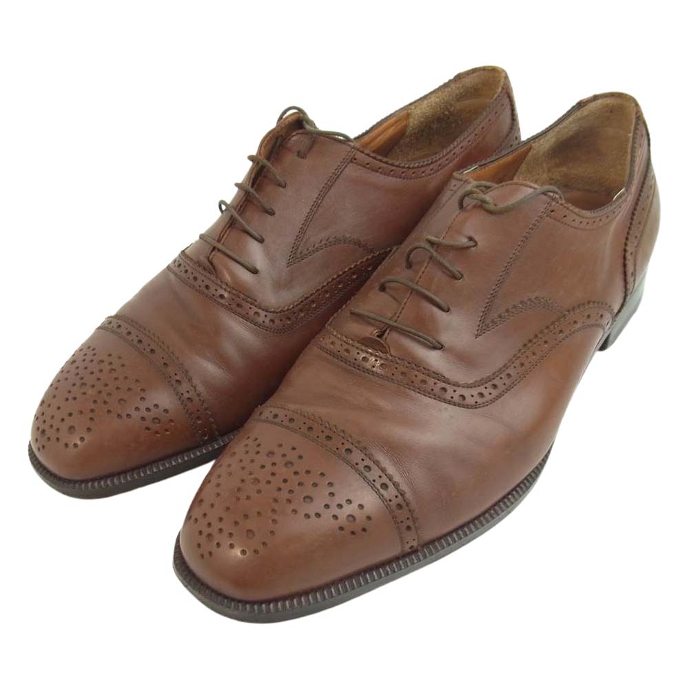 Salvatore Ferragamo サルヴァトーレフェラガモ 10024 ANDREA セミブローグ シューズ ライトブラウン系 9　2E【中古】