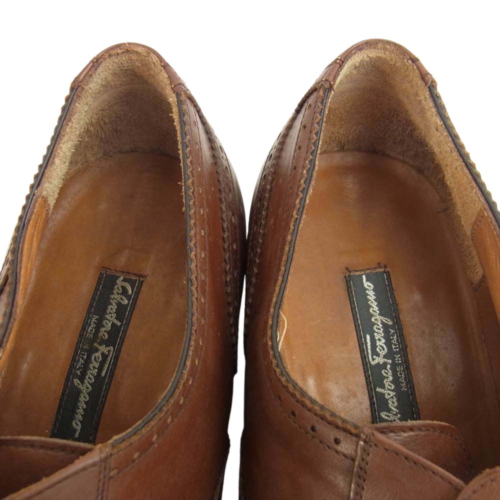 Salvatore Ferragamo サルヴァトーレフェラガモ 10024 ANDREA セミブローグ シューズ ライトブラウン系 9　2E【中古】