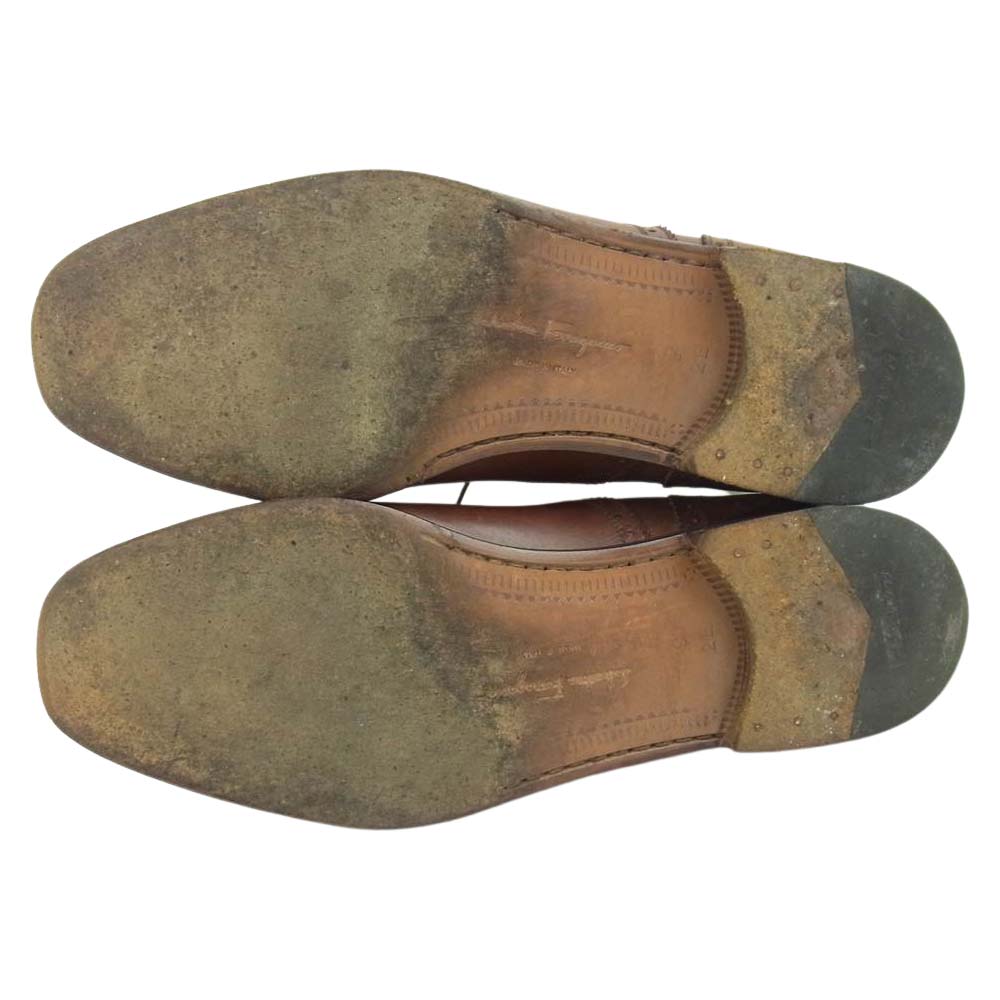 Salvatore Ferragamo サルヴァトーレフェラガモ 10024 ANDREA セミブローグ シューズ ライトブラウン系 9　2E【中古】