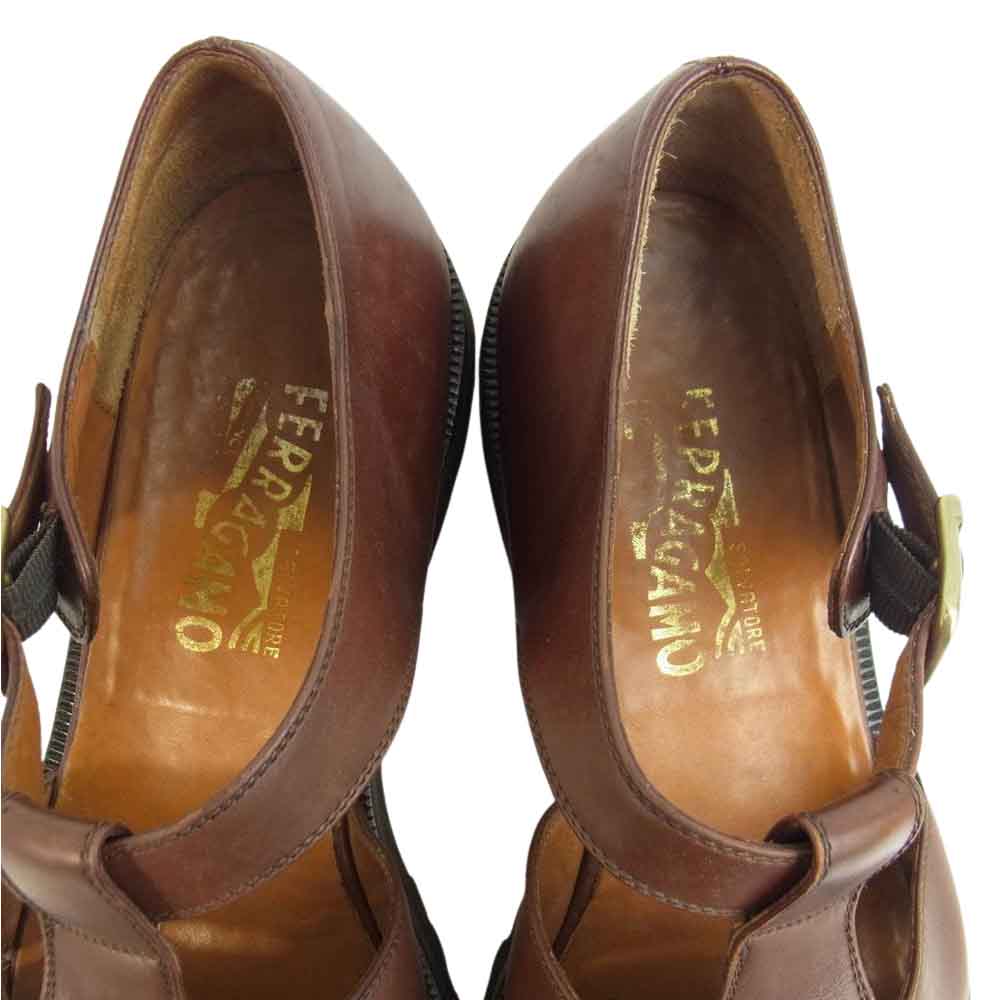 Salvatore Ferragamo サルヴァトーレフェラガモ PLAY プレイ ビブラムソール グルカ サンダル ブラウン系 9 EE【中古】