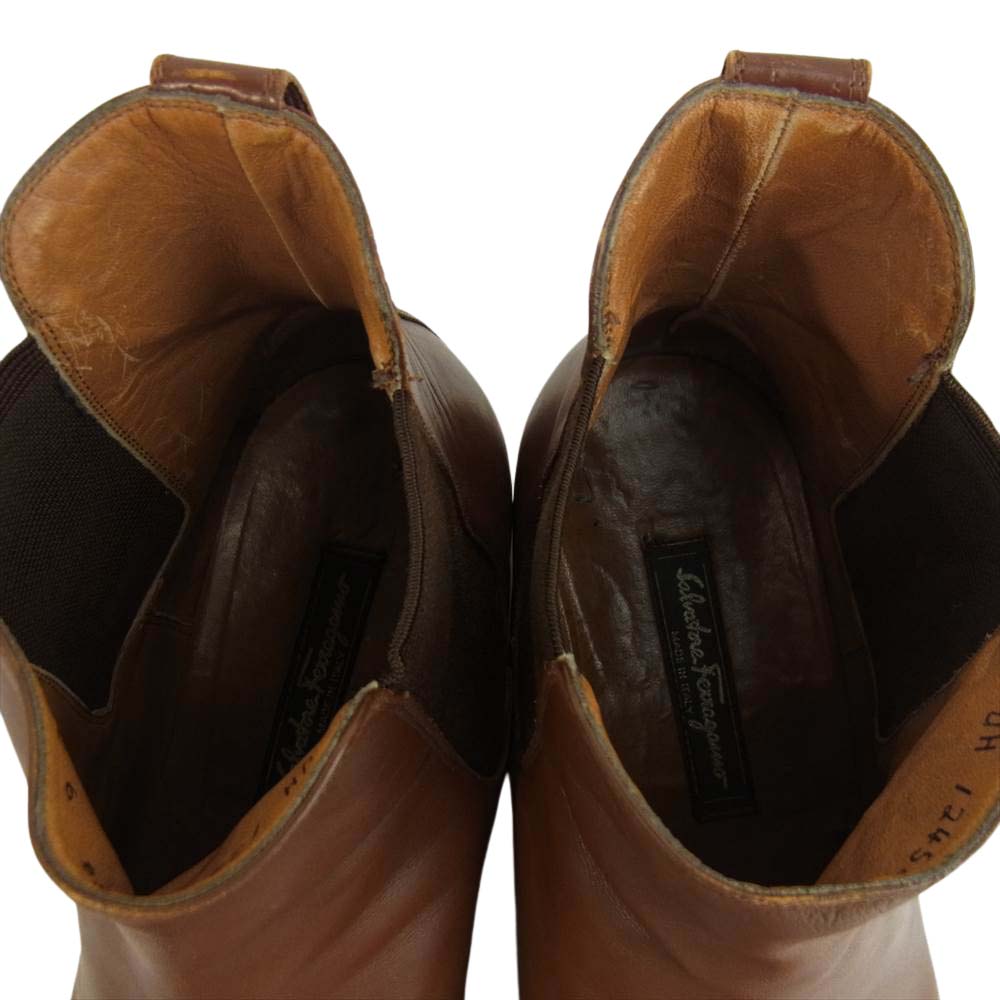 Salvatore Ferragamo サルヴァトーレフェラガモ 12452 FROST フロスト サイドゴア ブーツ ライトブラウン系 9　2E【中古】