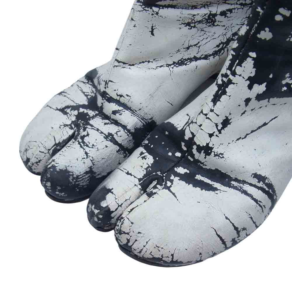 MAISON MARTIN MARGIELA メゾンマルタンマルジェラ 02Z081-510 0ライン 初期レディースコレクションライン TABI PL. CUIR 10 BLANC 足袋 タビ ペイント ペンキ加工 レザー ショート ブーツ レディース ホワイト系 35【中古】