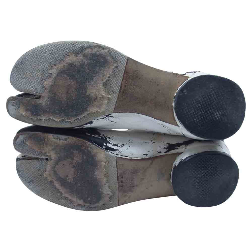 MAISON MARTIN MARGIELA メゾンマルタンマルジェラ 02Z081-510 0ライン 初期レディースコレクションライン TABI PL. CUIR 10 BLANC 足袋 タビ ペイント ペンキ加工 レザー ショート ブーツ レディース ホワイト系 35【中古】