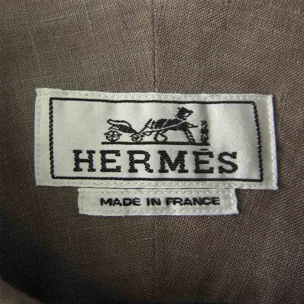 HERMES エルメス 国内正規品 リネン 半袖 シャツ カーキ系 44【中古】