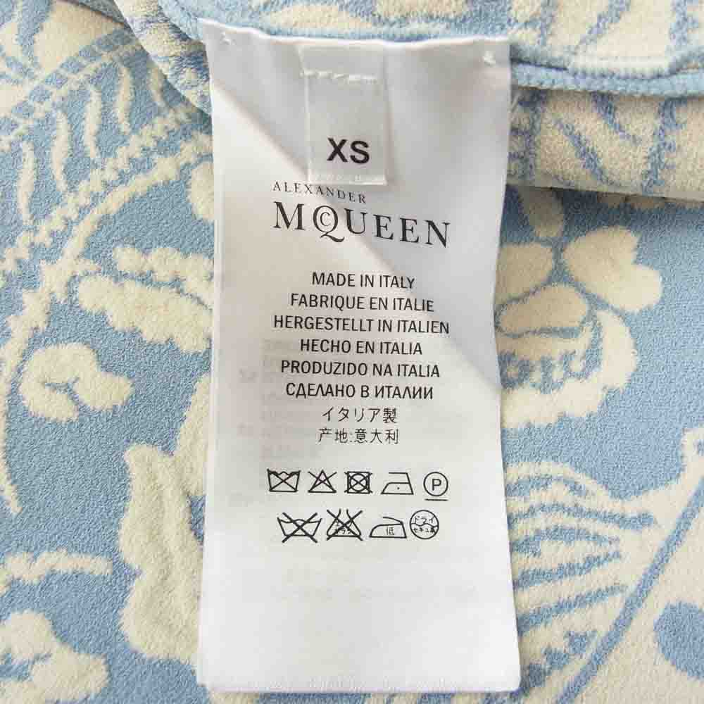 Alexander McQueen アレキサンダーマックイーン 461076 国内正規品 イタリア製 Off Shoulder Flared Jacquard Dress オフショルダー フレア ジャガード ドレス ライトブルー系 XS【中古】