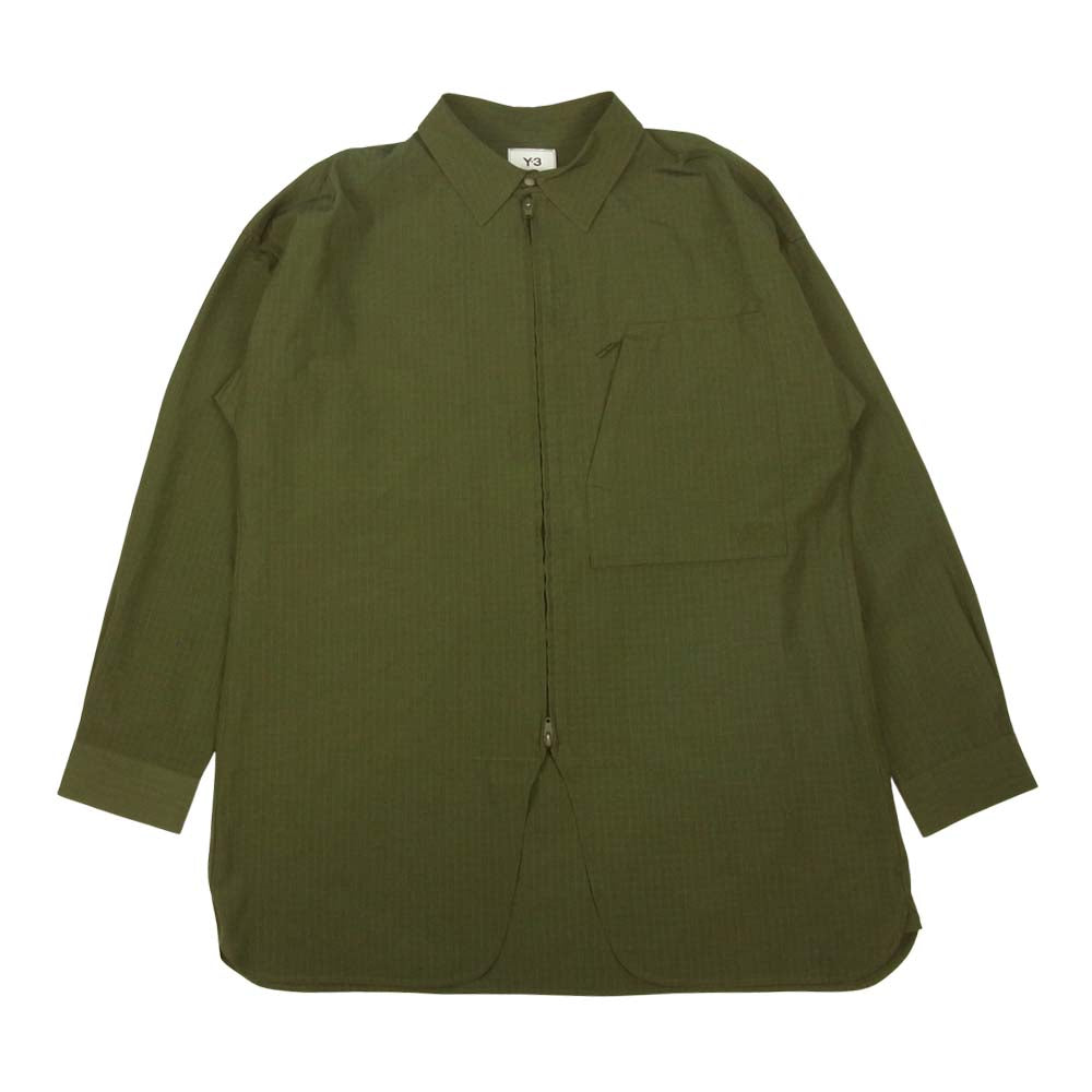 Yohji Yamamoto ヨウジヤマモト Y-3 ワイスリー GV4223 M CLASSIC LGT RIPSTOP OVER SHIRTS リップストップ オーバー シャツ カーキ系 L【中古】