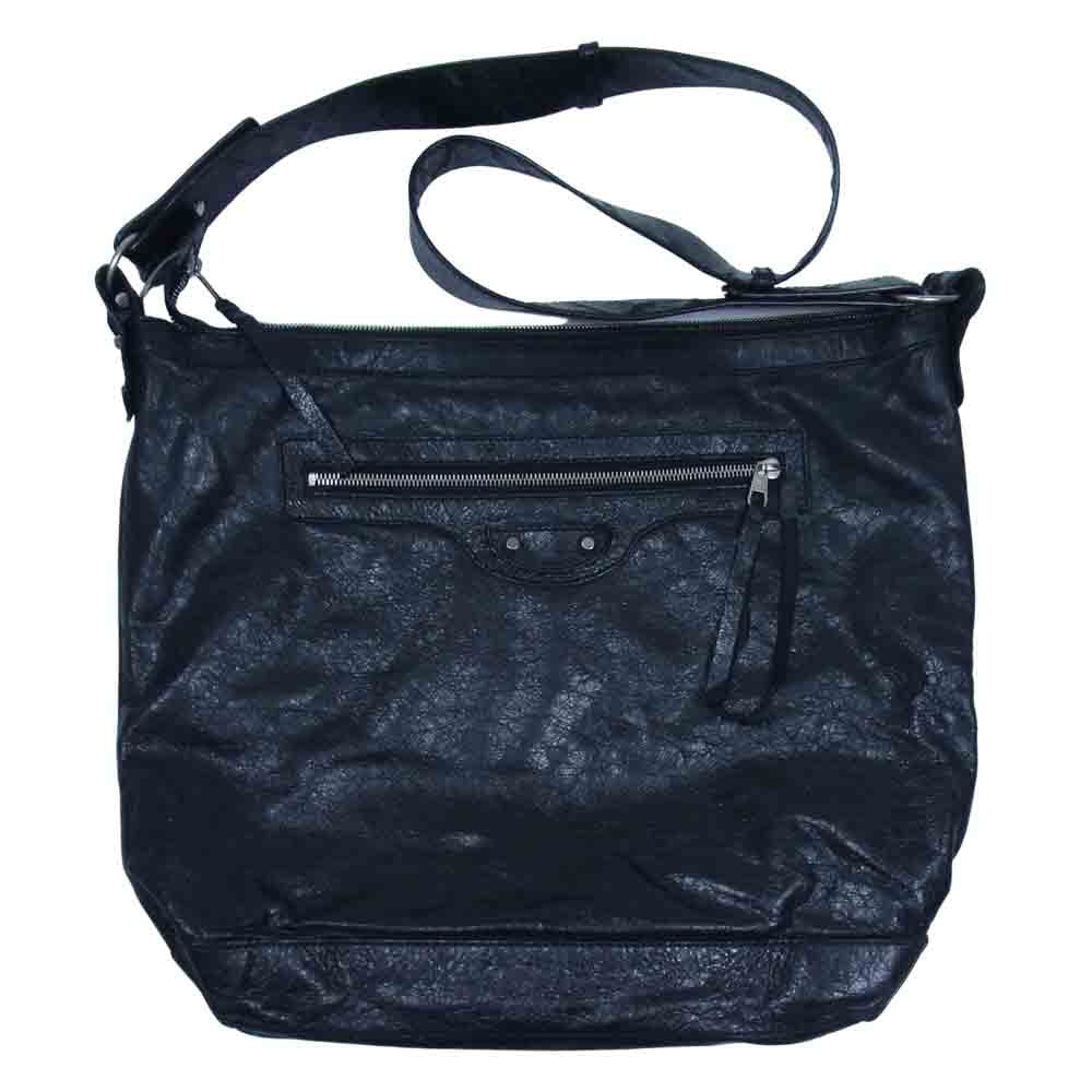 BALENCIAGA バレンシアガ 272409 1001 1669 Agneau Day Messenger レザー ショルダー バッグ ブラック系【中古】