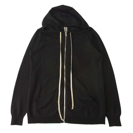 Rick Owens リックオウエンス RU19F4614-WSB 19AW Black Glitter Cashmere Hoodie カシミヤ100％ ニット ジップパーカー ブラック系 M【中古】