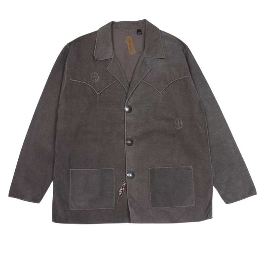 パムディートリッヒ 国内正規品 スターリングシルバーコンチョボタン ビーズ カウスエード レザージャケット ブラウン系 XXL【中古】