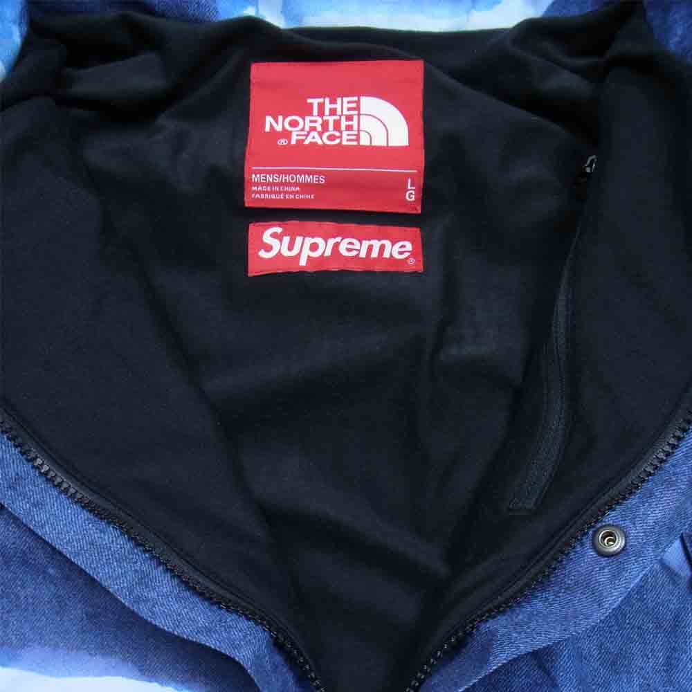 Supreme シュプリーム 21AW NP52100I Bleached Denim Print Mountain Jacket ブリーチ デニム プリント マウンテン ジャケット インディゴブルー系 L【中古】