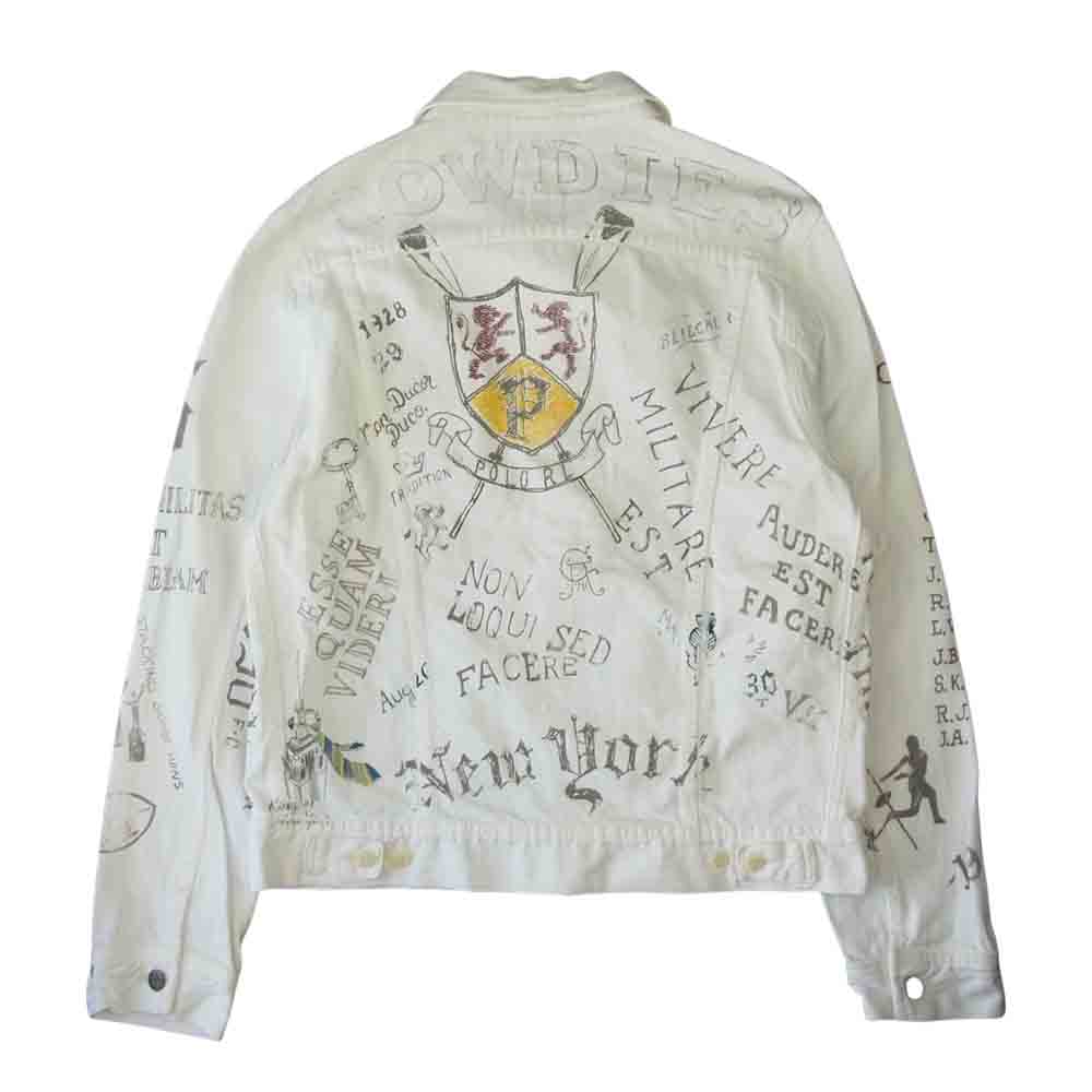 POLO RALPH LAUREN ポロ・ラルフローレン WORDS PRINT TRUCKER JACKET ワード プリント トラッカー ジャケット ホワイト系 M【中古】