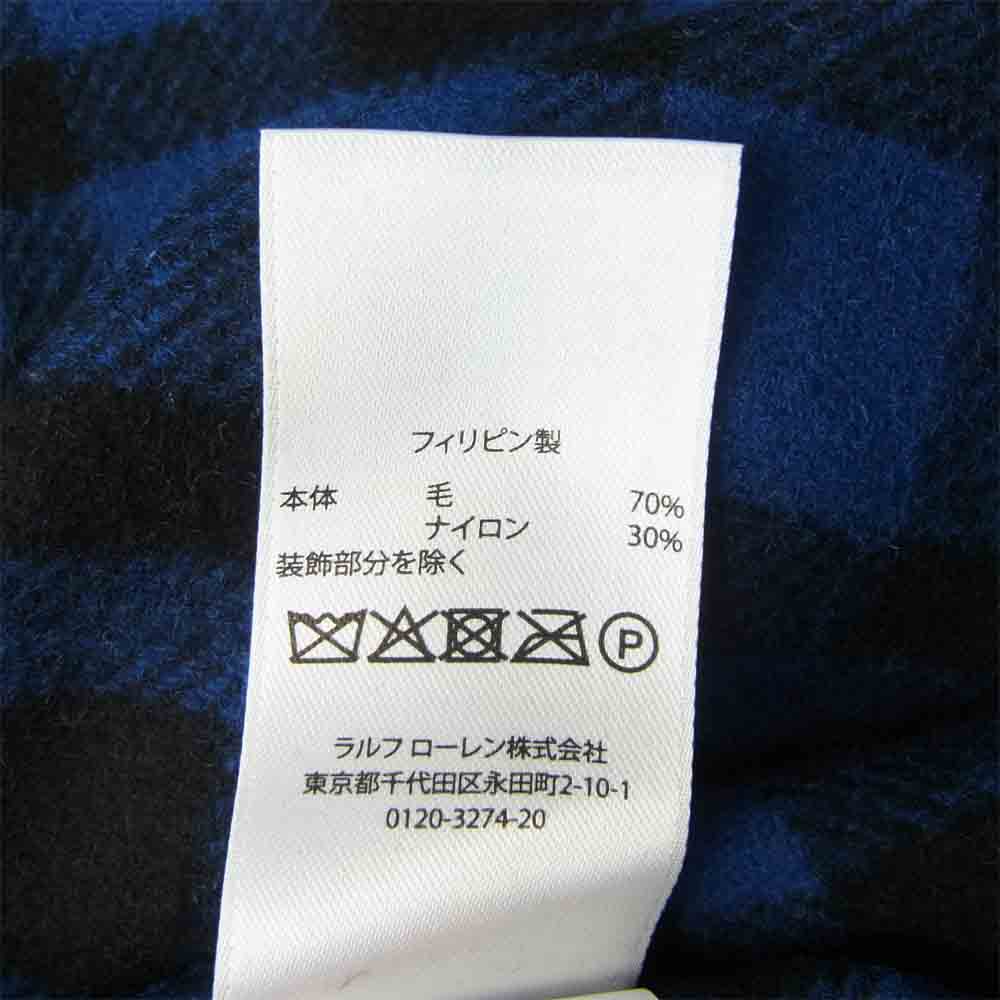 POLO RALPH LAUREN ポロ・ラルフローレン 襟 コーデュロイ チンストラップ ウール チェック シャツ ジャケット ブラック系 ブルー系 L【中古】