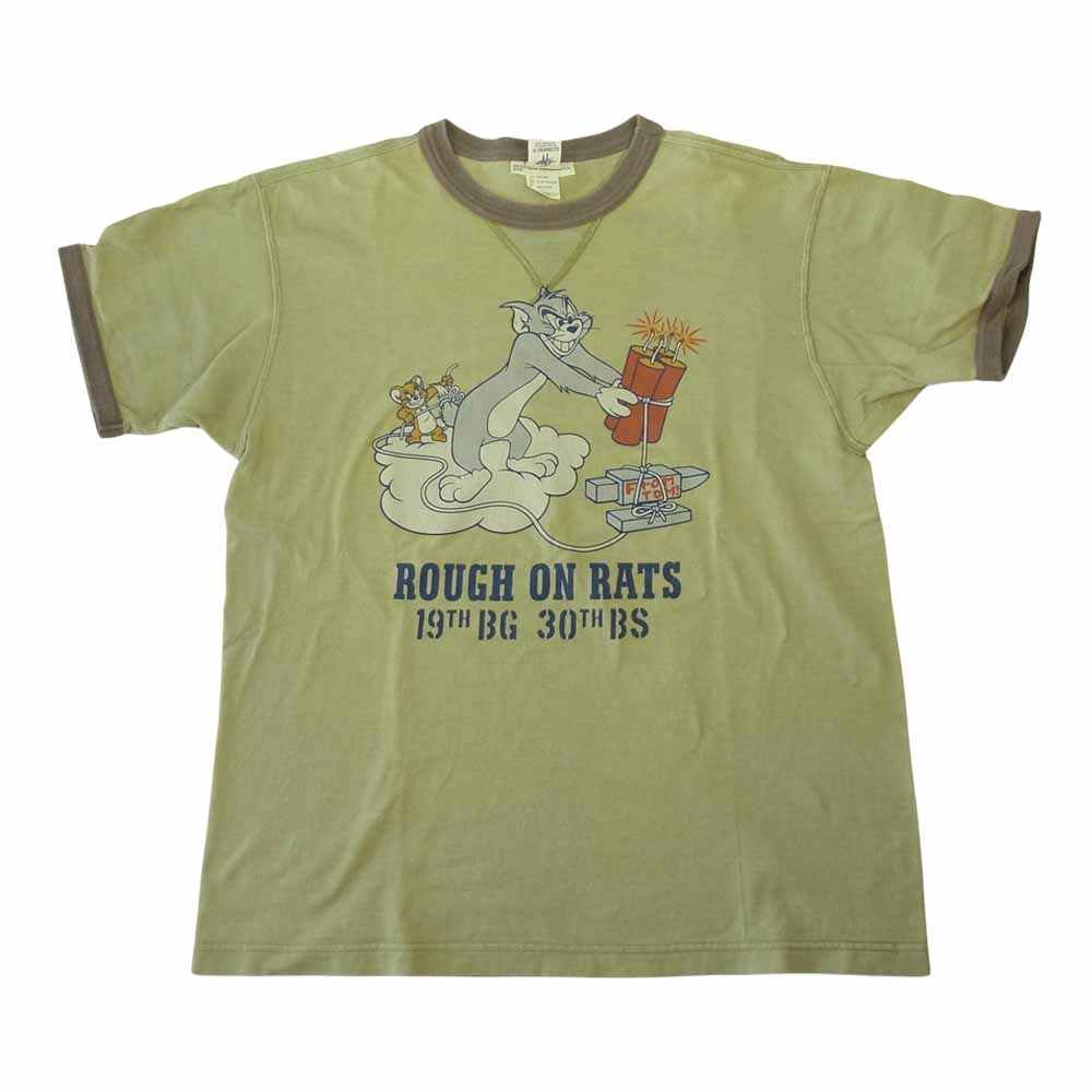 TOY'S McCOY トイズマッコイ McHILL マックヒル TOM & JERRY トム アンド ジェリー プリント トリム Tシャツ 半袖 カーキ系 M【中古】