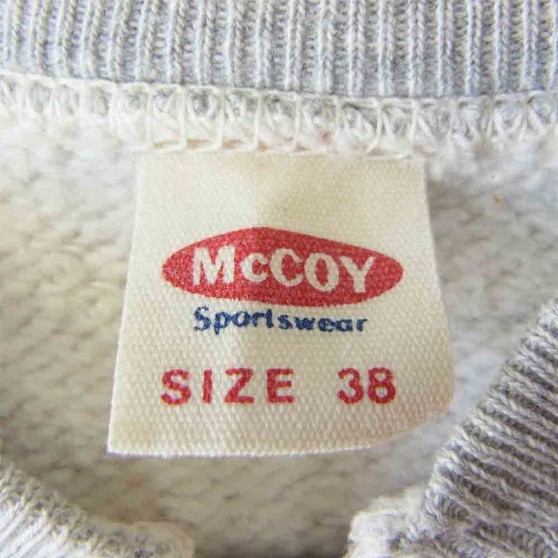 The REAL McCOY'S ザリアルマッコイズ MCCOY'S SPORTS WEAR スウェット フルジップ ジャケット カーディガン グレー系 38【中古】