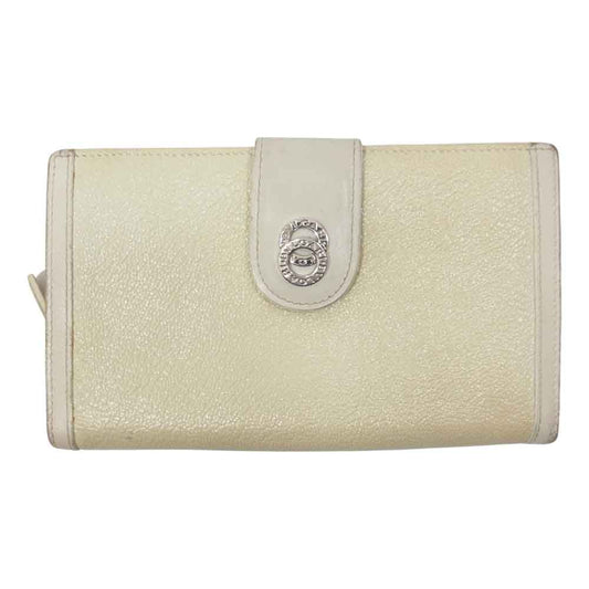 BVLGARI ブルガリ DOPPIO TONDO Large zipped wallet 8 CC ラージ ジップ ウォレット オフホワイト系【中古】