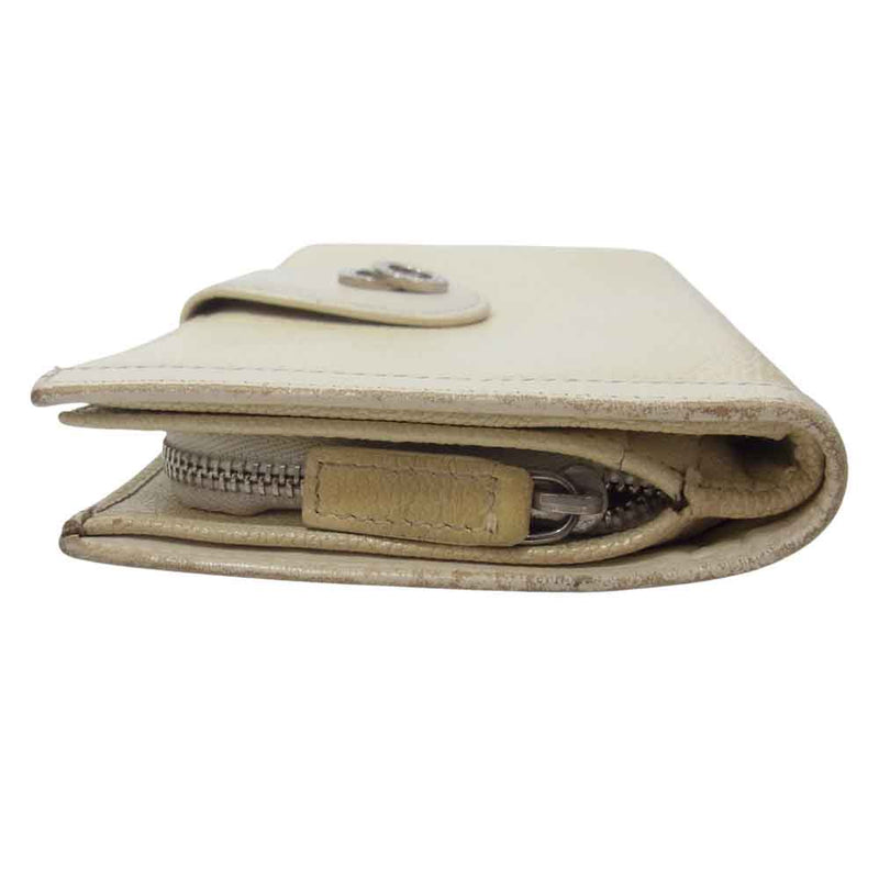 BVLGARI ブルガリ DOPPIO TONDO Large zipped wallet 8 CC ラージ ジップ ウォレット オフホワイト系【中古】
