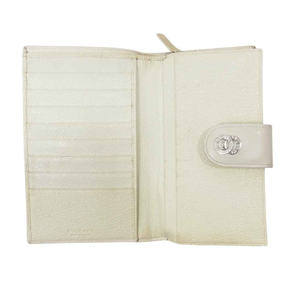 BVLGARI ブルガリ DOPPIO TONDO Large zipped wallet 8 CC ラージ ジップ ウォレット オフホワイト系【中古】