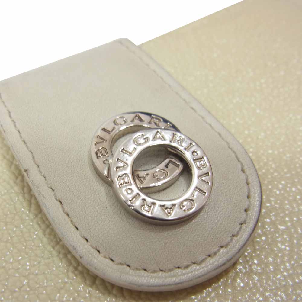 BVLGARI ブルガリ DOPPIO TONDO Large zipped wallet 8 CC ラージ ジップ ウォレット オフホワイト系【中古】