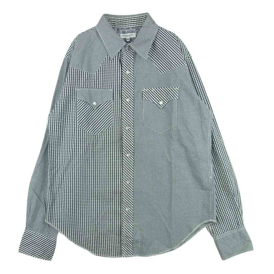 Engineered Garments エンジニアードガーメンツ Western Shirt-Combo クレイジーパターン ギンガムチェック ウエスタン 長袖 シャツ ブラック系 ホワイト系 M【中古】