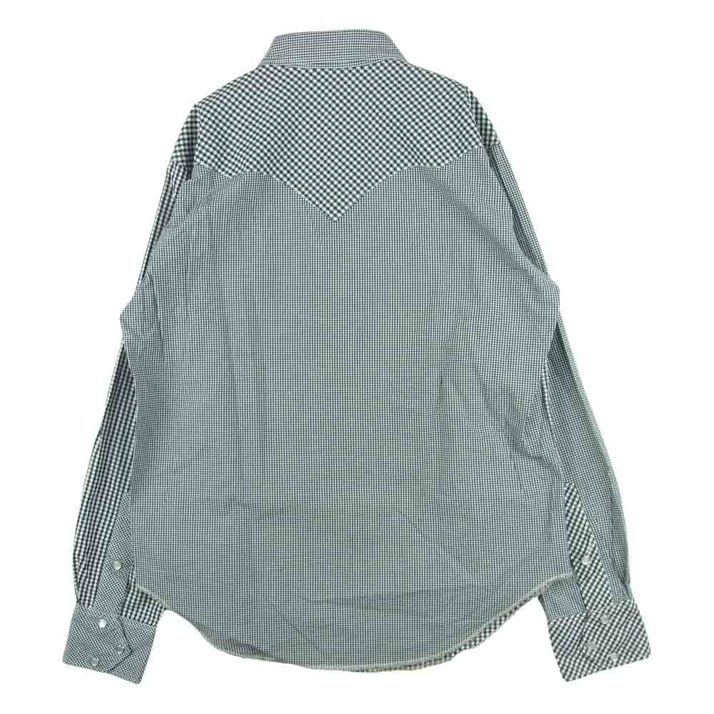 Engineered Garments エンジニアードガーメンツ Western Shirt-Combo クレイジーパターン ギンガムチェック ウエスタン 長袖 シャツ ブラック系 ホワイト系 M【中古】