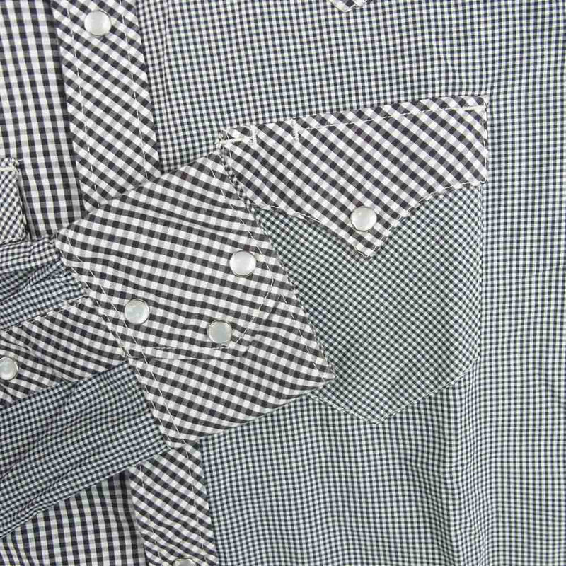 Engineered Garments エンジニアードガーメンツ Western Shirt-Combo クレイジーパターン ギンガムチェック ウエスタン 長袖 シャツ ブラック系 ホワイト系 M【中古】