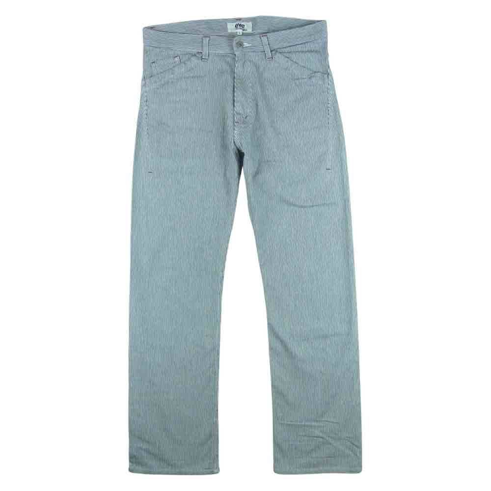 JUNYA WATANABE COMME des GARCONS MAN ジュンヤワタナベコムデギャルソンマン eYe 12SS AD2011 WI-P907 ヒッコリーストライプ ワーク パンツ ブルー系 ホワイト系 L【中古】