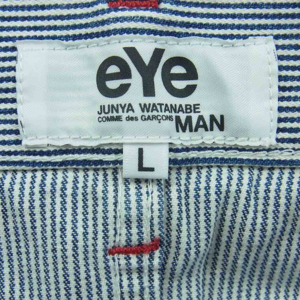 JUNYA WATANABE COMME des GARCONS MAN ジュンヤワタナベコムデギャルソンマン eYe 12SS AD2011 WI-P907 ヒッコリーストライプ ワーク パンツ ブルー系 ホワイト系 L【中古】