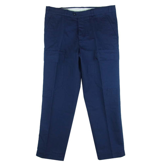 ピーティートリノ ALDNBL0REW ReWorked リネン混 ダブルツイステッドキャンバス ワイド カーゴ パンツ イタリア製 ネイビー系 34【新古品】【未使用】【中古】
