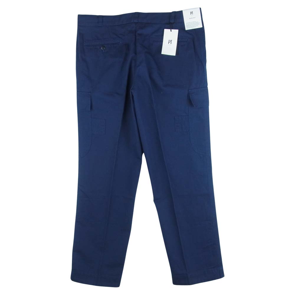 ピーティートリノ ALDNBL0REW ReWorked リネン混 ダブルツイステッドキャンバス ワイド カーゴ パンツ イタリア製 ネイビー系 34【新古品】【未使用】【中古】