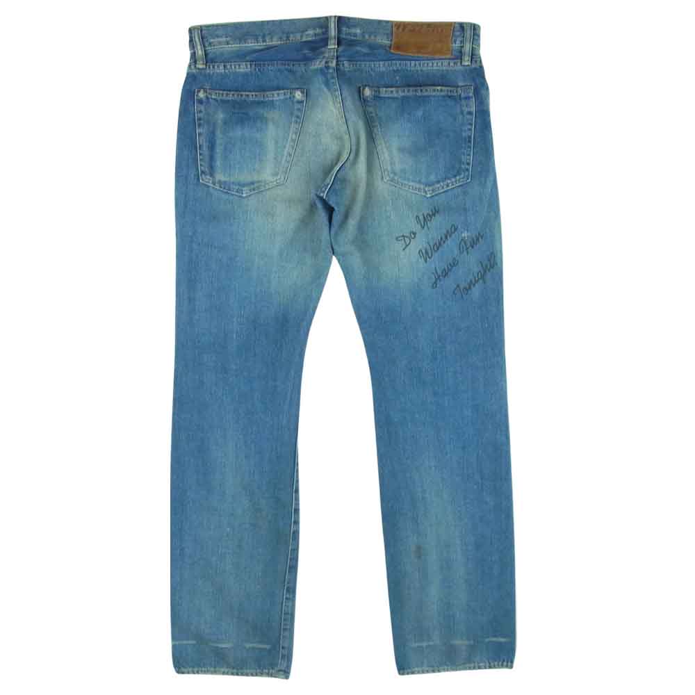 HYSTERIC GLAMOUR ヒステリックグラマー 0292AP04 THE DOORS USED加工 プリント スタッズ デニム パンツ インディゴブルー系 32【中古】