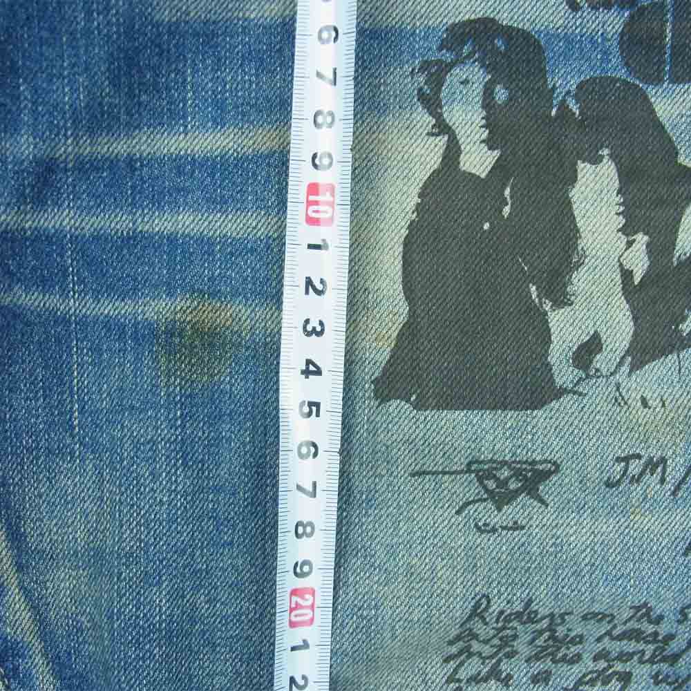 HYSTERIC GLAMOUR ヒステリックグラマー 0292AP04 THE DOORS USED加工 プリント スタッズ デニム パンツ インディゴブルー系 32【中古】