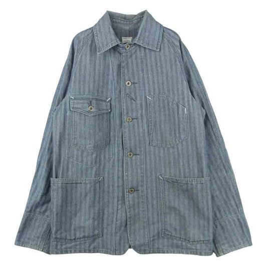 POST OVERALLS ポストオーバーオールズ ヘリンボーン エンジニア ジャケット グレイッシュブルー系 S【中古】