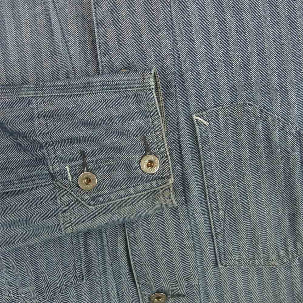POST OVERALLS ポストオーバーオールズ ヘリンボーン エンジニア ジャケット グレイッシュブルー系 S【中古】