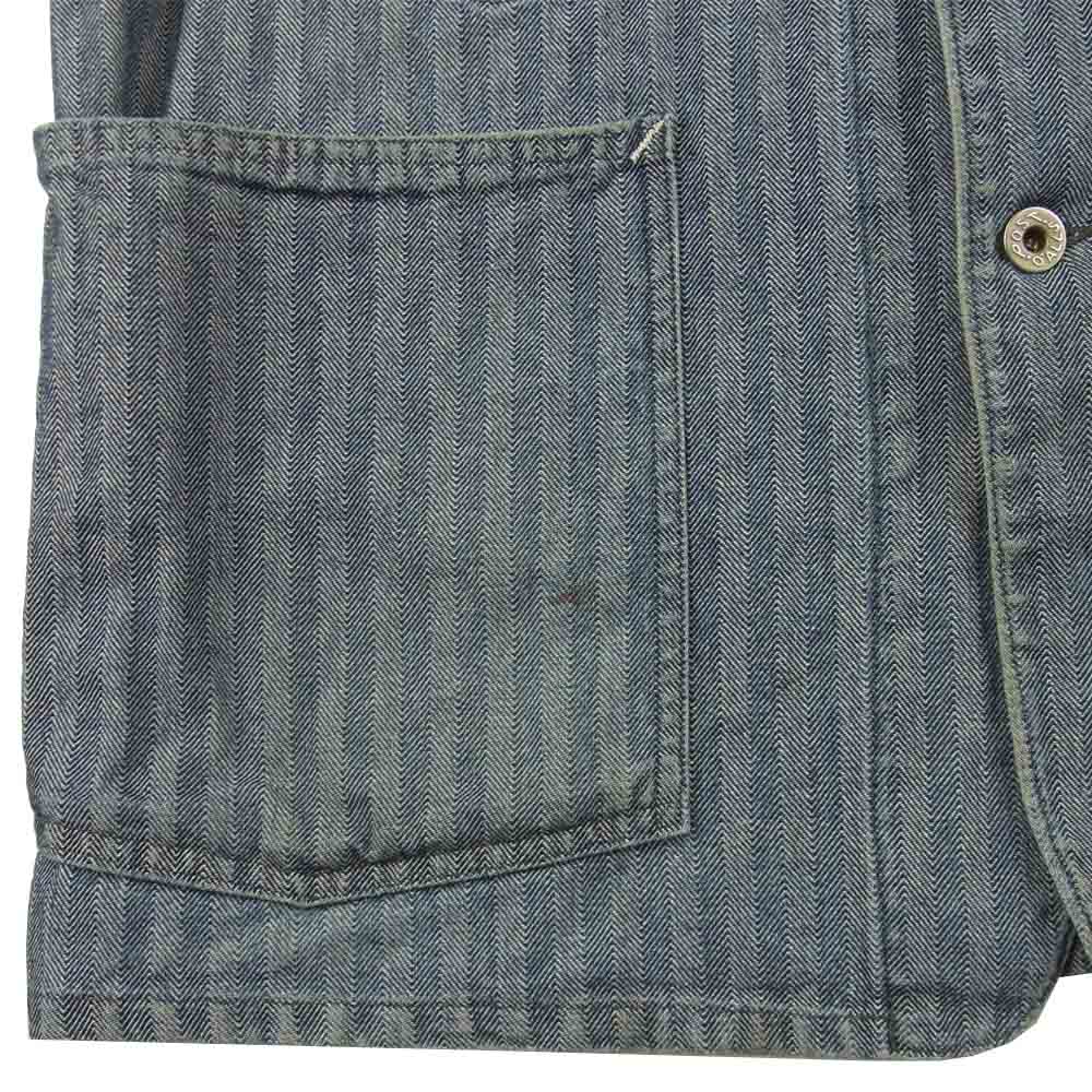 POST OVERALLS ポストオーバーオールズ ヘリンボーン エンジニア ジャケット グレイッシュブルー系 S【中古】
