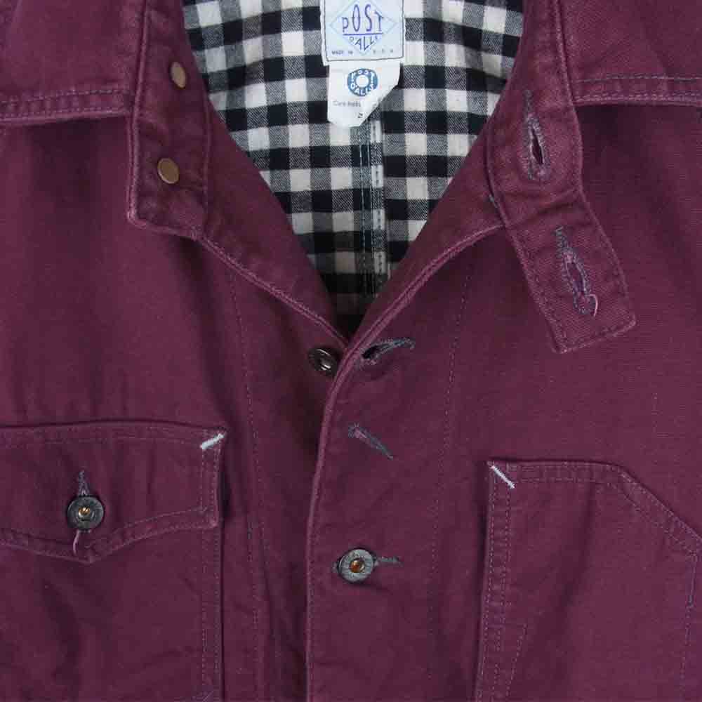 POST OVERALLS ポストオーバーオールズ エンジニア ジャケット コットン アメリカ製 ワインレッド系 S【中古】