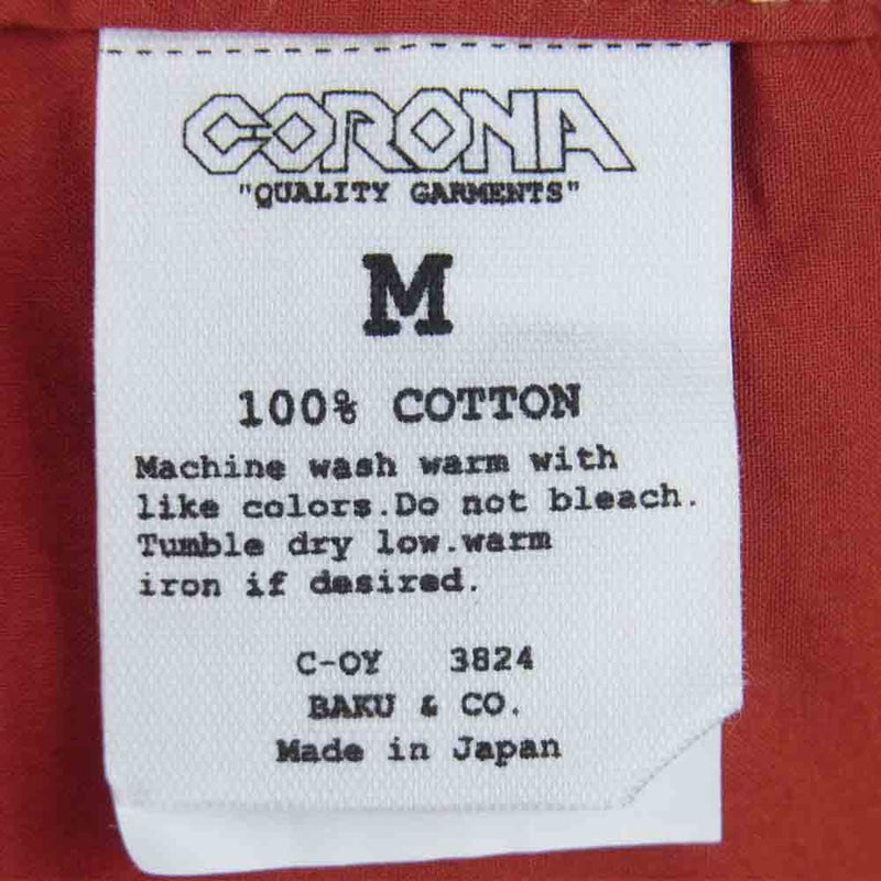 CORONA コロナ UTILITY L/S SHIRT 長袖 シャツ コットン 日本製 レッド系 M【中古】