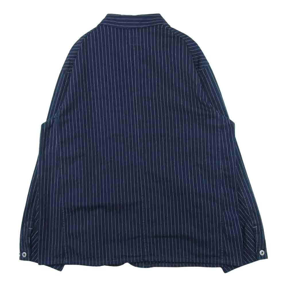 POST OVERALLS ポストオーバーオールズ 3POCKET JACKET ストライプ カバー オール ジャケット ネイビー系 L【中古】