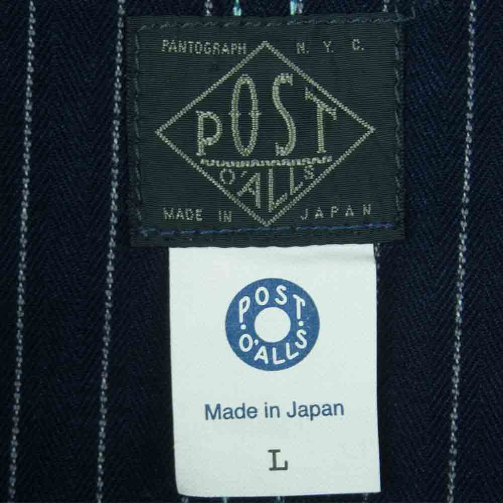 POST OVERALLS ポストオーバーオールズ 3POCKET JACKET ストライプ カバー オール ジャケット ネイビー系 L【中古】