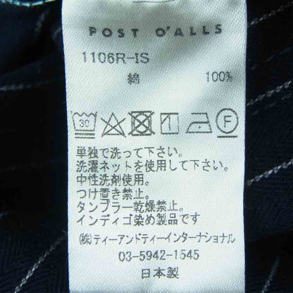POST OVERALLS ポストオーバーオールズ 3POCKET JACKET ストライプ カバー オール ジャケット ネイビー系 L【中古】