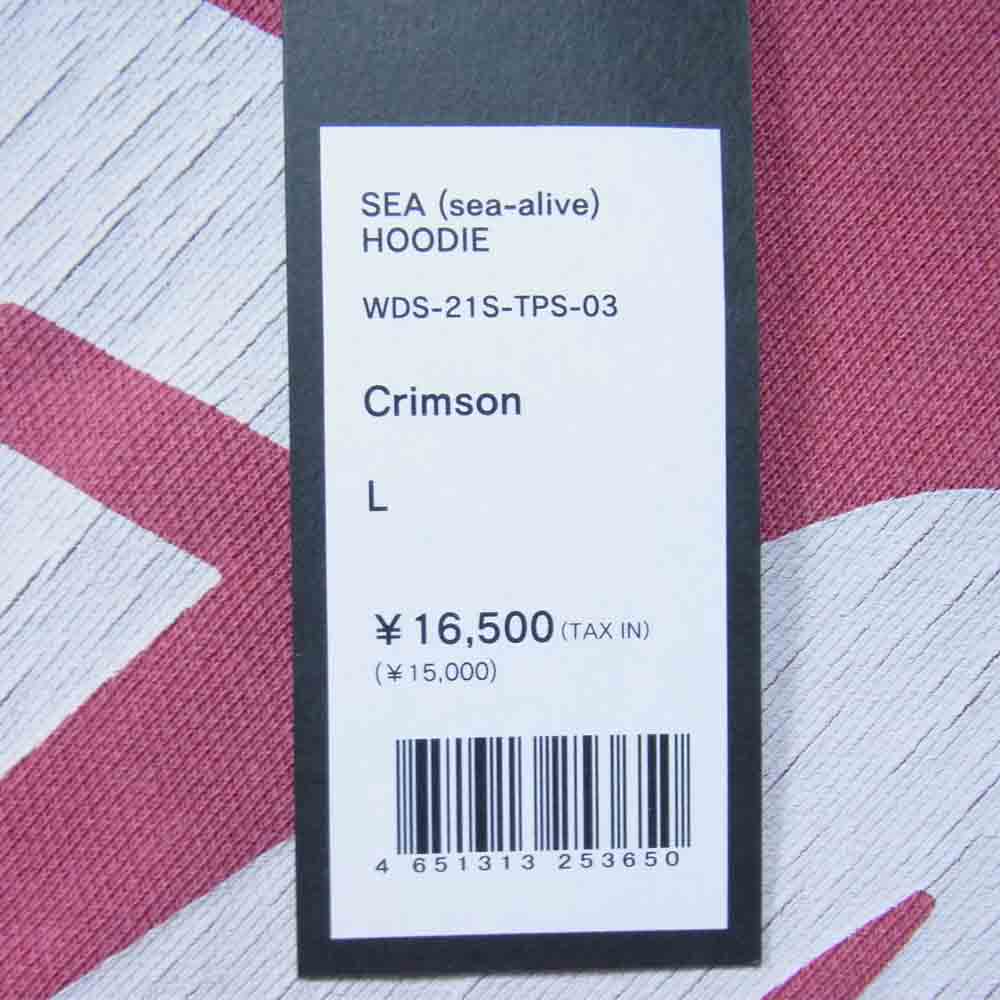 WIND AND SEA ウィンダンシー 21SS WDS-21S-TPS-03 HOODIE SEA プリント フーディー プルオーバー パーカー Crimson L【新古品】【未使用】【中古】