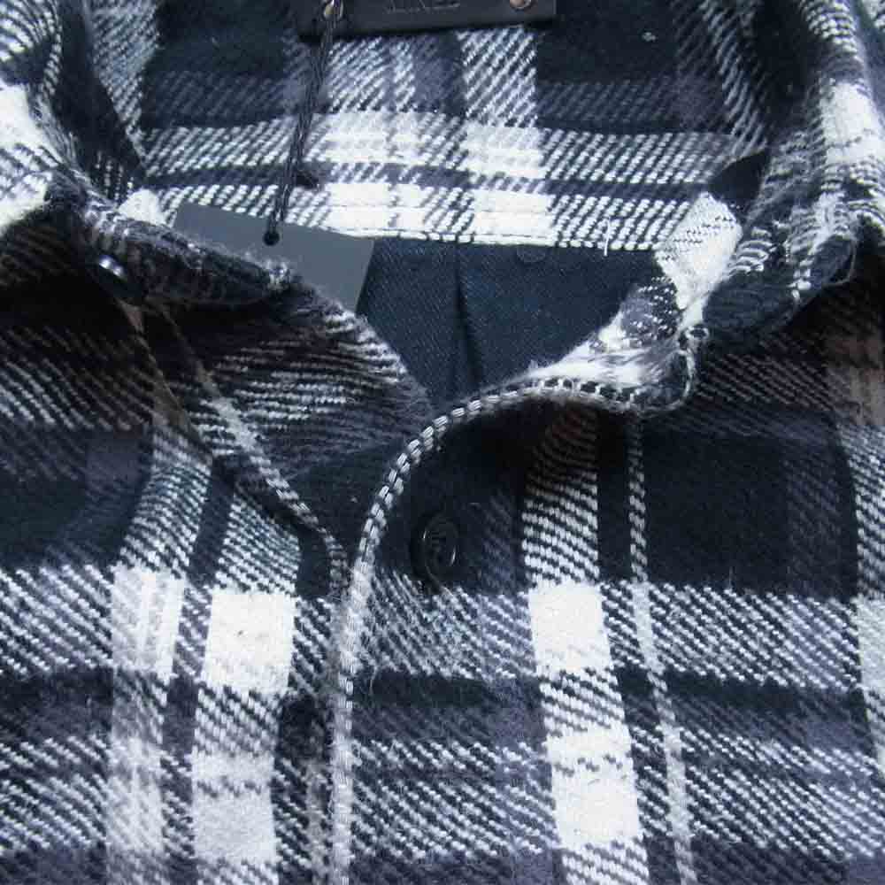 MINEDENIM マインデニム 21AW 2109-5005-97-012 FLANNEL CHECK AND DENIM BIG SH ウォッシュ加工 ヘビーフランネル チェック デニム 切替 ビッグ シャツ ブラック系 1【新古品】【未使用】【中古】