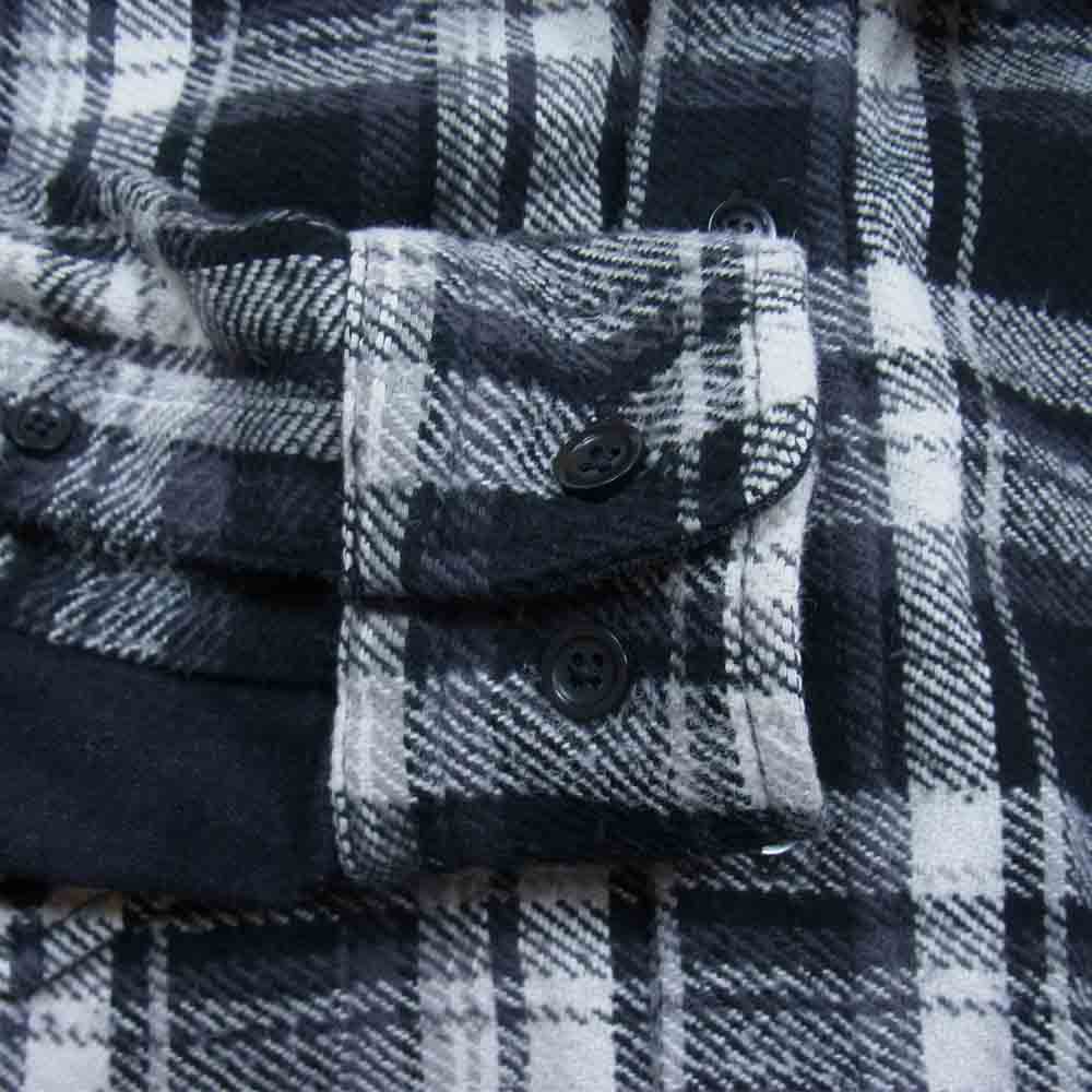 MINEDENIM マインデニム 21AW 2109-5005-97-012 FLANNEL CHECK AND DENIM BIG SH ウォッシュ加工 ヘビーフランネル チェック デニム 切替 ビッグ シャツ ブラック系 1【新古品】【未使用】【中古】
