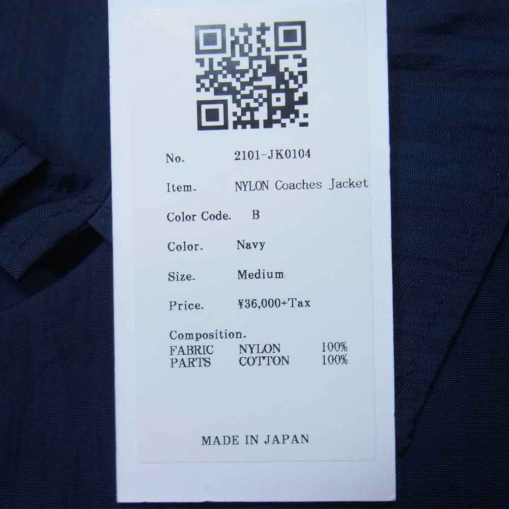 クオン 21SS 2101-JK0104 NYLON COACHES JACKET 塩縮 ナイロン コーチ ジャケット ネイビー系 M【新古品】【未使用】【中古】