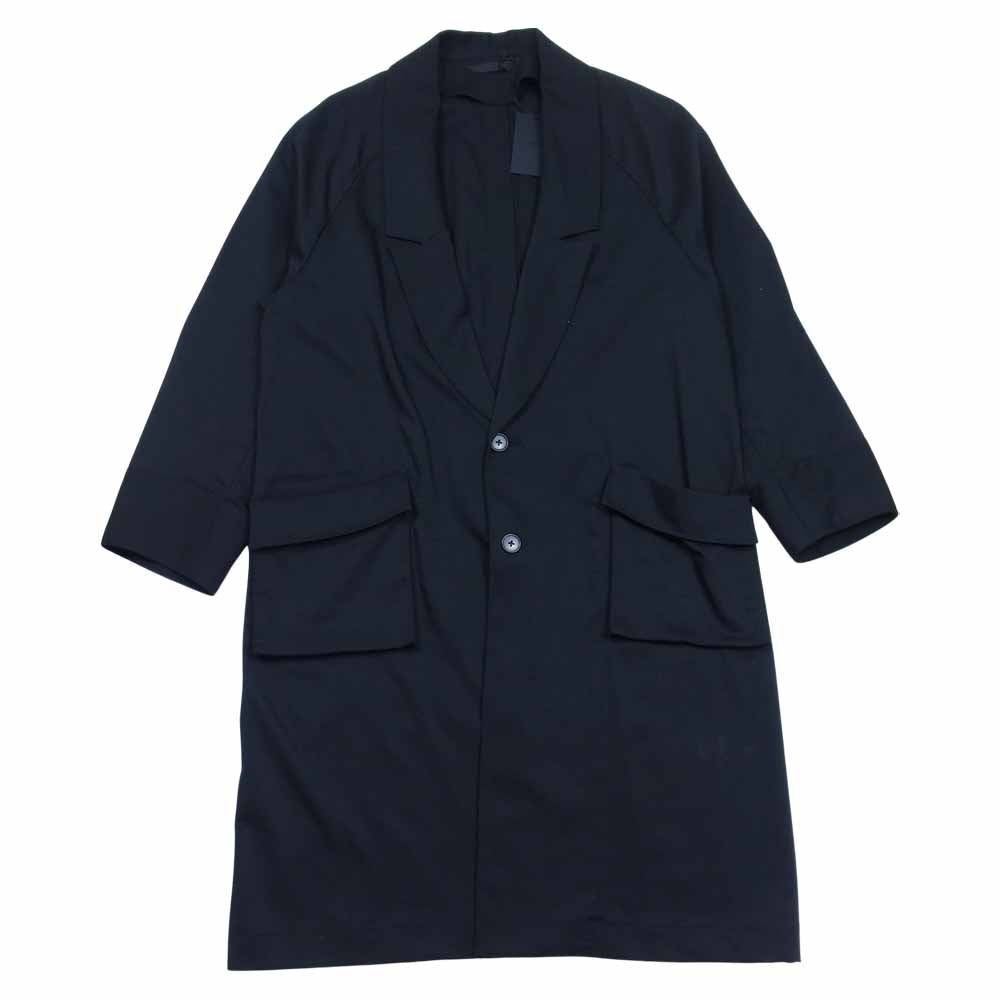 ユハ 10110101 BACK OPEN OVER COAT 本水牛ボタン バックオープン オーバー コート ブラック系 1【新古品】【未使用】【中古】
