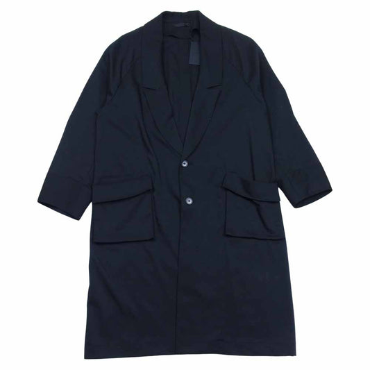 ユハ 10110101 BACK OPEN OVER COAT 本水牛ボタン バックオープン オーバー コート ブラック系 1【新古品】【未使用】【中古】