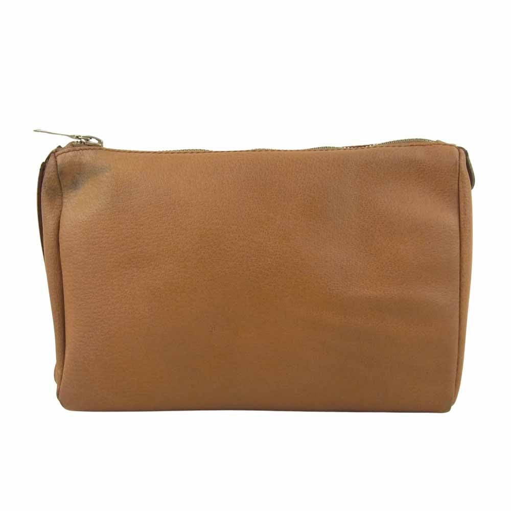 ヴァレクストラ ラウンドジップ レザー クラッチ セカンド バッグ ブラウン系【中古】