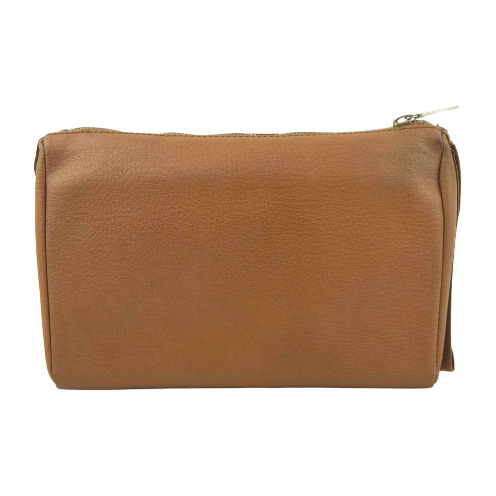 ヴァレクストラ ラウンドジップ レザー クラッチ セカンド バッグ ブラウン系【中古】