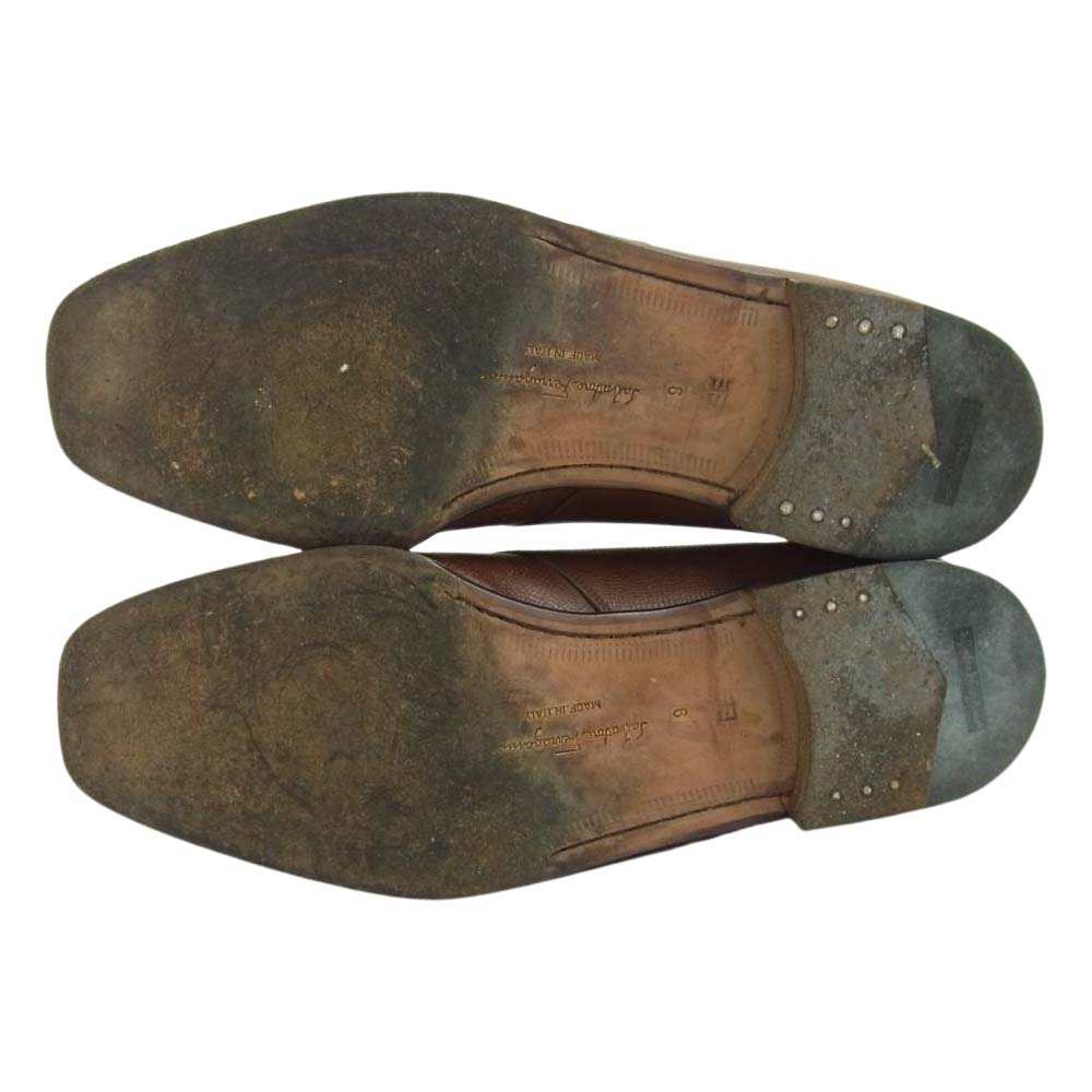 Salvatore Ferragamo サルヴァトーレフェラガモ モンク ストラップ レザー ビジネス シューズ ライトブラウン系 9　EE【中古】