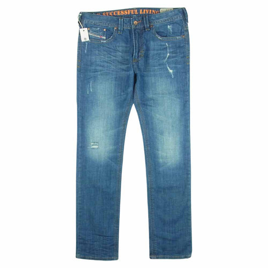 DIESEL ディーゼル THAVAR 008X2 SLIM SKINNY スリム スキニー ダメージ加工 デニム パンツ インディゴブルー系 32【新古品】【未使用】【中古】