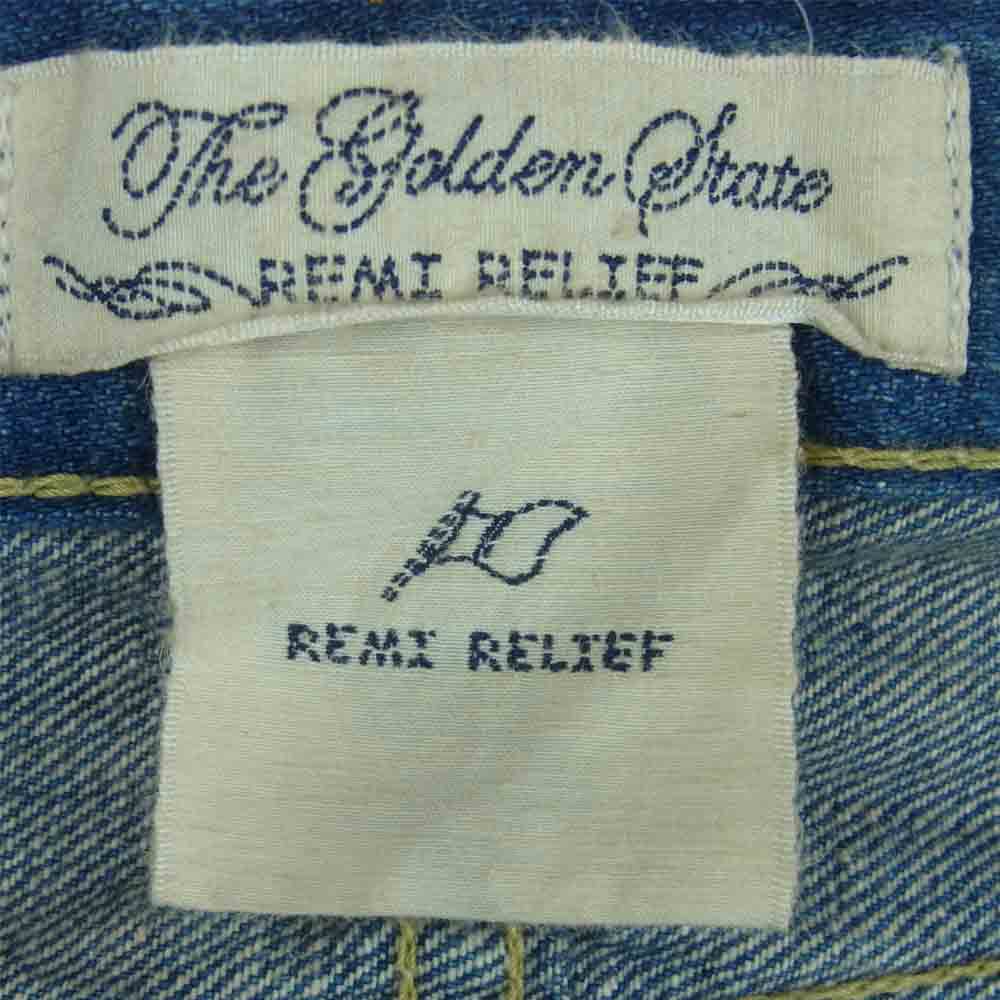 REMI RELIEF レミレリーフ ダメージ＆リベア加工 デニム パンツ コットン 日本製 インディゴブルー系 XL【中古】
